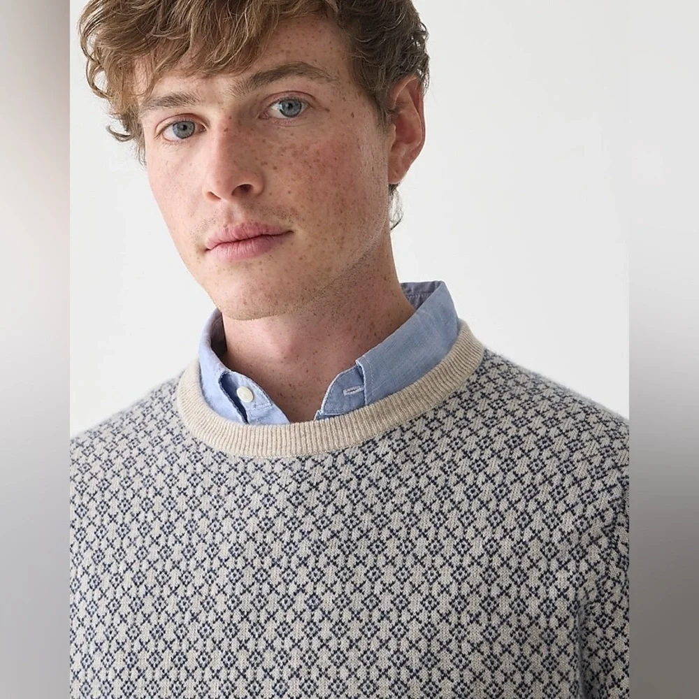 J Crew Cashmere jacquard crewneck sweater BM093